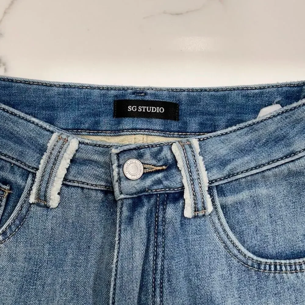 SG Studio Light Wash Wide Straight Leg Dad Jeans Size M - Picture 2 of 10